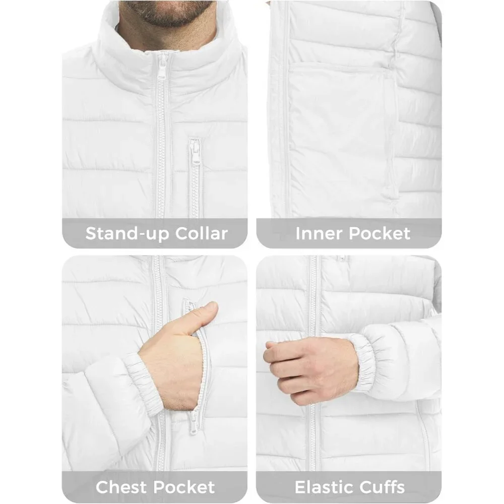 Men's Lightweight Puffer Jacket Warm Winter Jacket Windproof Winter Coat Regular